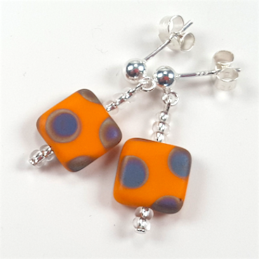 Orange spot post earrings