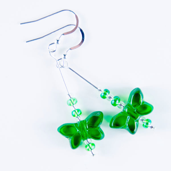 Green Butterfly hook earrings