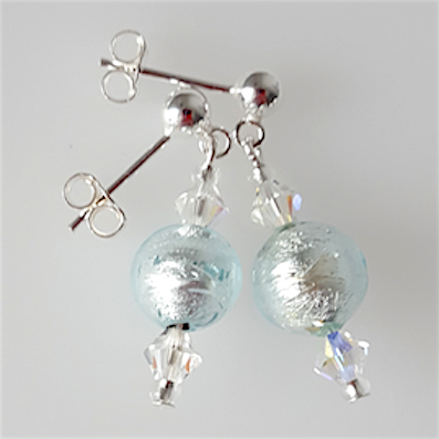 Ice blue Murano post earrings