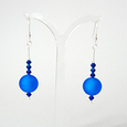 Turquoise frosted Murano glass & crystal hook earrings