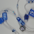 Blue lamp-work beads & crystal long necklace