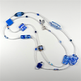 Blue lamp-work beads & crystal long necklace