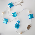 Aqua, Murano glass and pearl mix necklace
