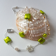 Lime green Murano glass and pearl mix necklace