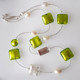 Lime green Murano glass and pearl mix necklace