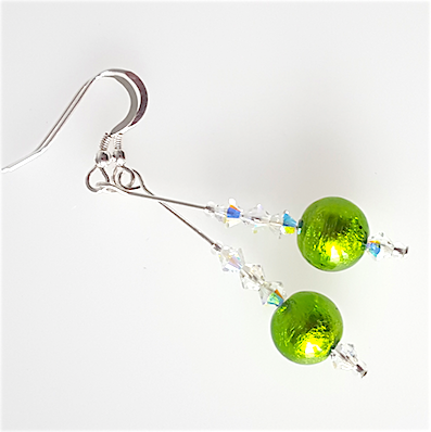 Lime green Murano hook earrings