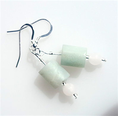 Amazonite & rose quartz hook earrings