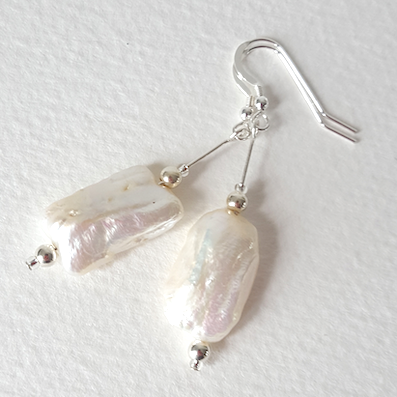 Chunky freshwater pearl hook earrings
