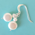 White button freshwater pearl hook earrings