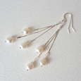 White triple drop freshwater pearl earrings