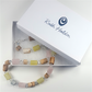 Mixed stone cylinders & rock-crystal necklace