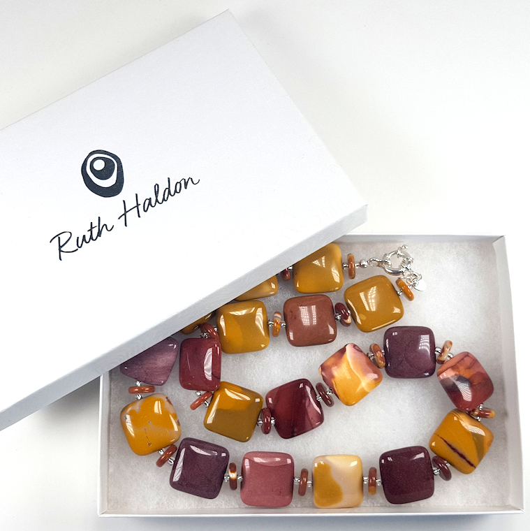 Mookite square bead necklace