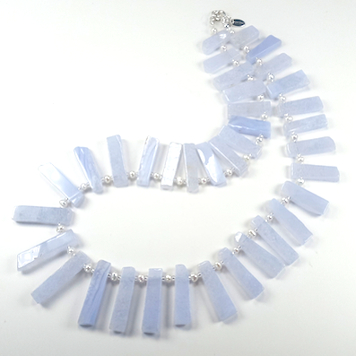 Chalcedony bars with freshwater pearls necklace