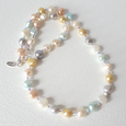 Pastel freshwater pearls with crystals necklace