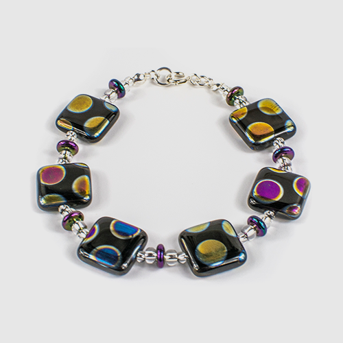 Black Spot Square Bead Bracelet