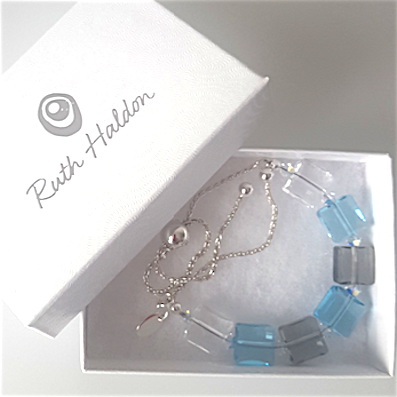 Blue/grey/clear crystal slider bracelet