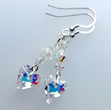 Crystal AB wild heart hook earrings
