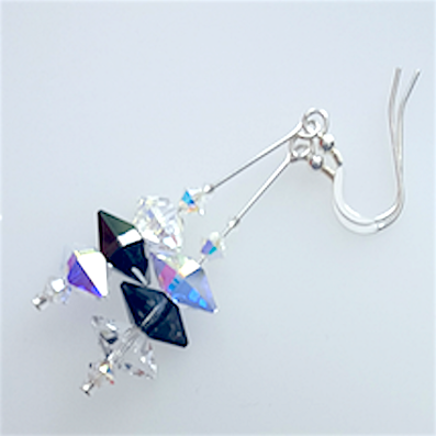 Monochrome spike crystal hook earrings