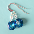Bermuda Blue crystal disc hook earrings