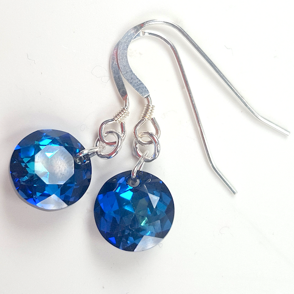 Bermuda Blue crystal disc hook earrings