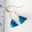 Bermuda blue 12mm crystal pyramid hook earrings