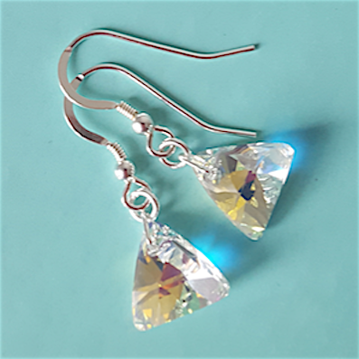 Crystal AB 12mm pyramid hook earrings