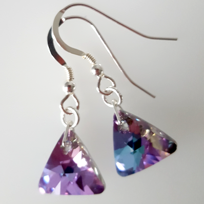 Vitrail light crystal 12mm pyramid hook earrings