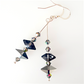 Silver shadow spike crystal hook earrings
