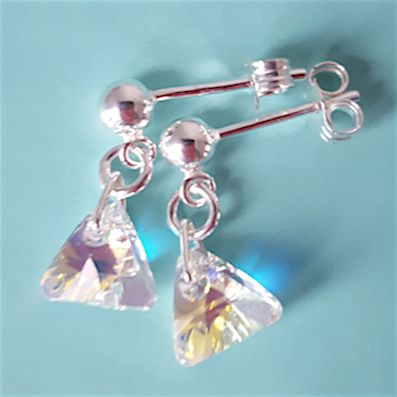Crystal AB 8mm pyramid post earrings