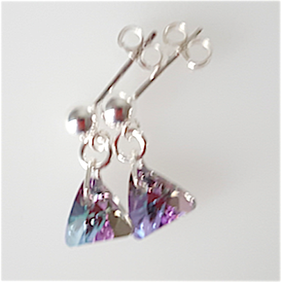 Vitrail light crystal 8mm pyramid post earrings