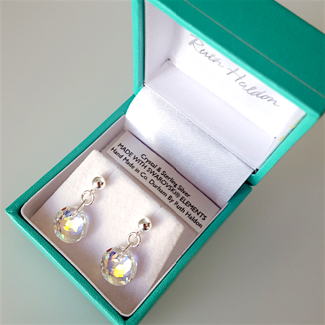 Crystal AB 10mm domed disc post earrings