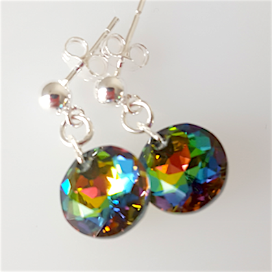 Vitrail Medium crystal domed disc post earrings