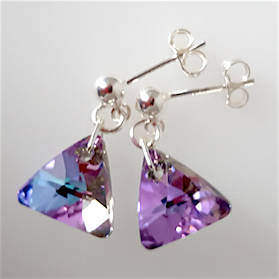 Vitrail light crystal 12mm pyramid post earrings