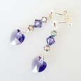 Purple crystal heart post earrings