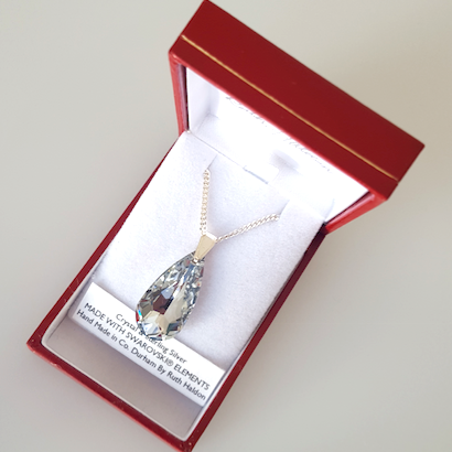 Crystal ice tear drop pendant