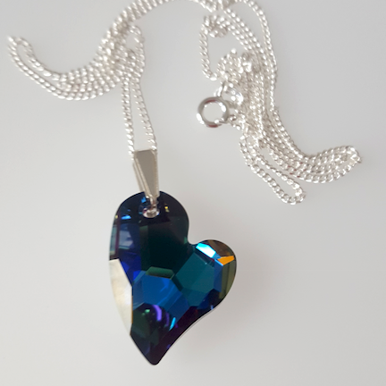 Multi coloured Crystal 27mm heart pendant