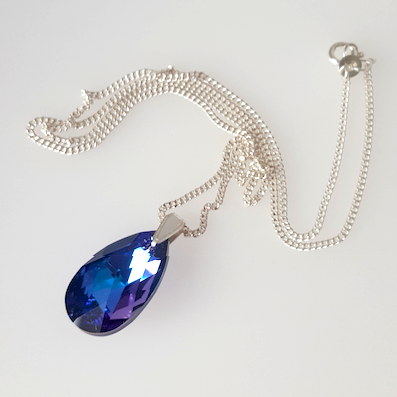 Heliotrope crystal 22mm pear shaped pendant
