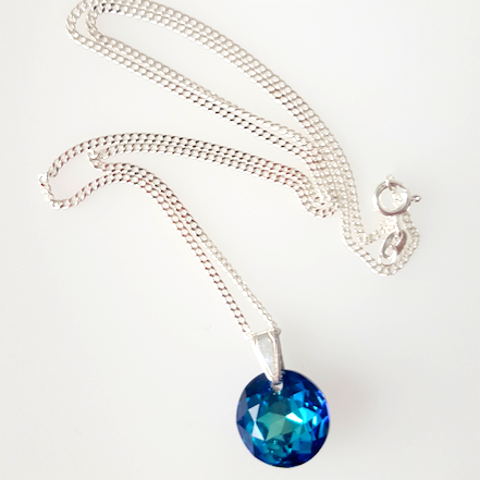 Bermuda blue crystal disc pendant
