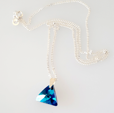 Bermuda blue pyramid crystal pendant