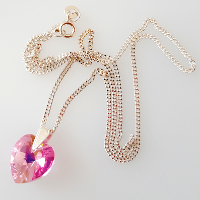 Pink crystal heart pendant