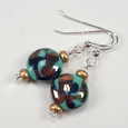 Aqua Lamp-work lentil hook earrings